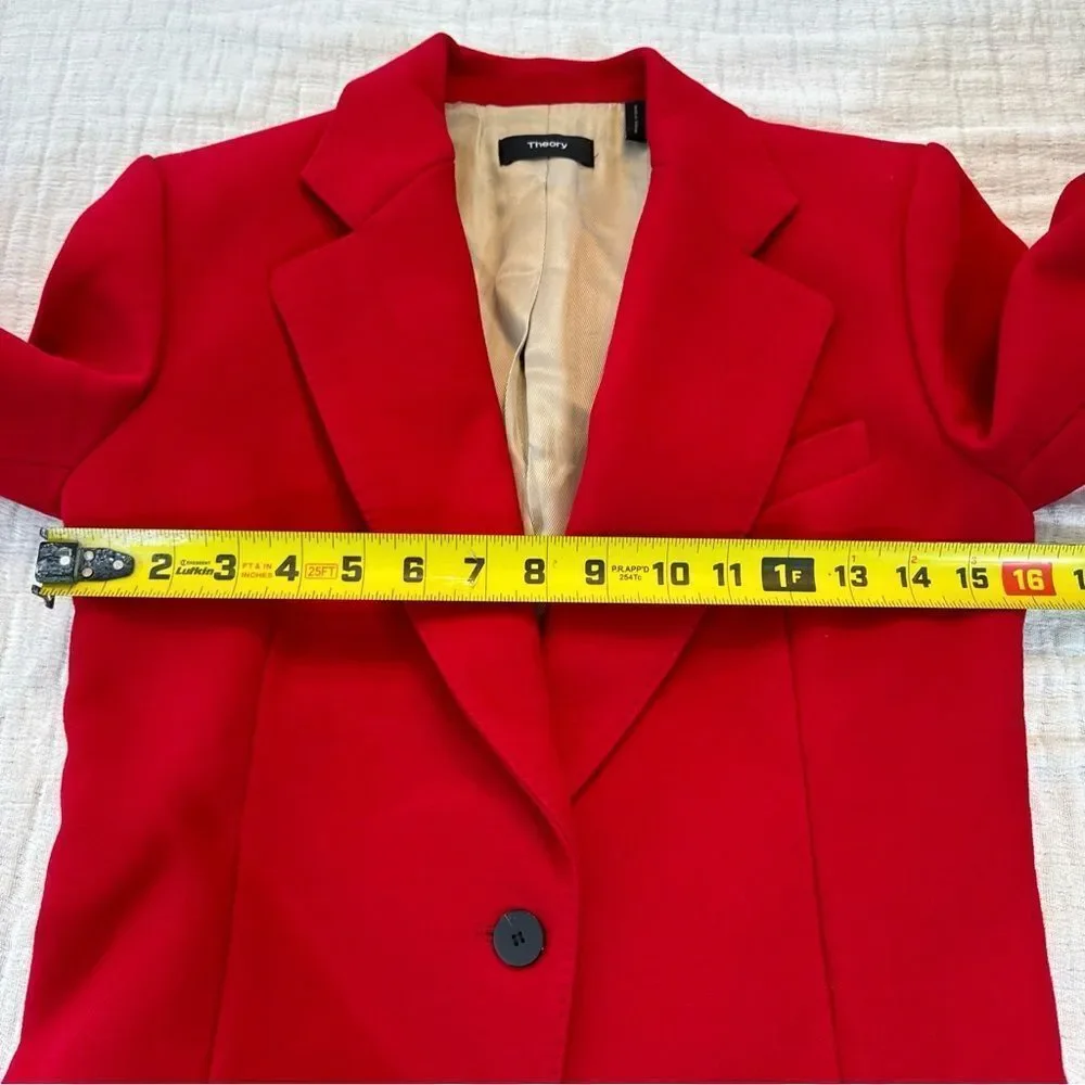 Theory Cinched Moleskin Double Blazer Red Womens size 2
